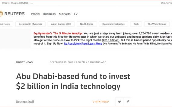 Abu Dhabi-based fund to invest $2 billion in India technology