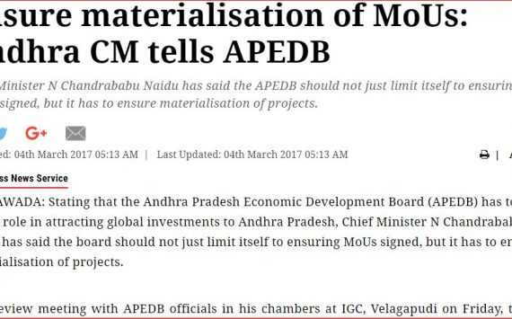 Ensure materialisation of MoUs: Andhra CM tells APEDB
