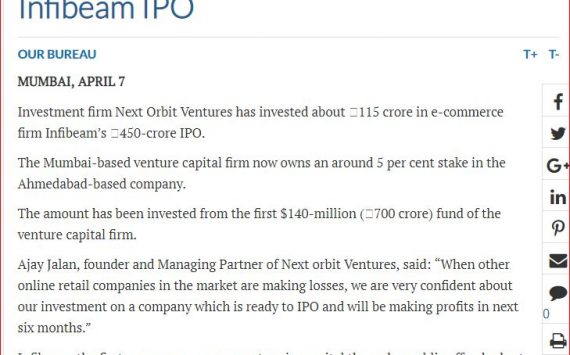 Next Orbit invests 115 crore in Infibeam IPO