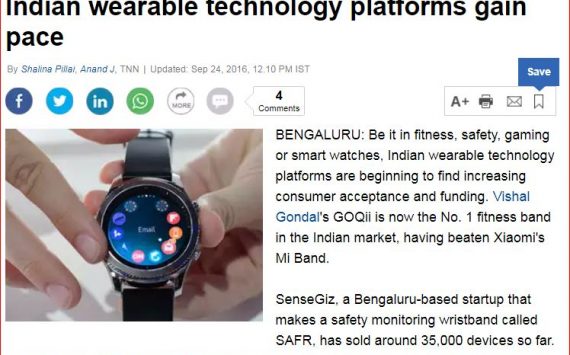Indian wearable technology platforms gain pace